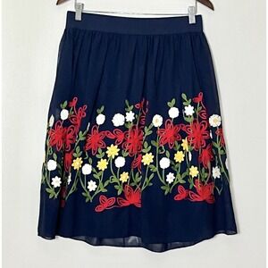 Metro Wear Layered Skirt Women's Medium Navy Blue Boho Floral Whimsycore Teacher